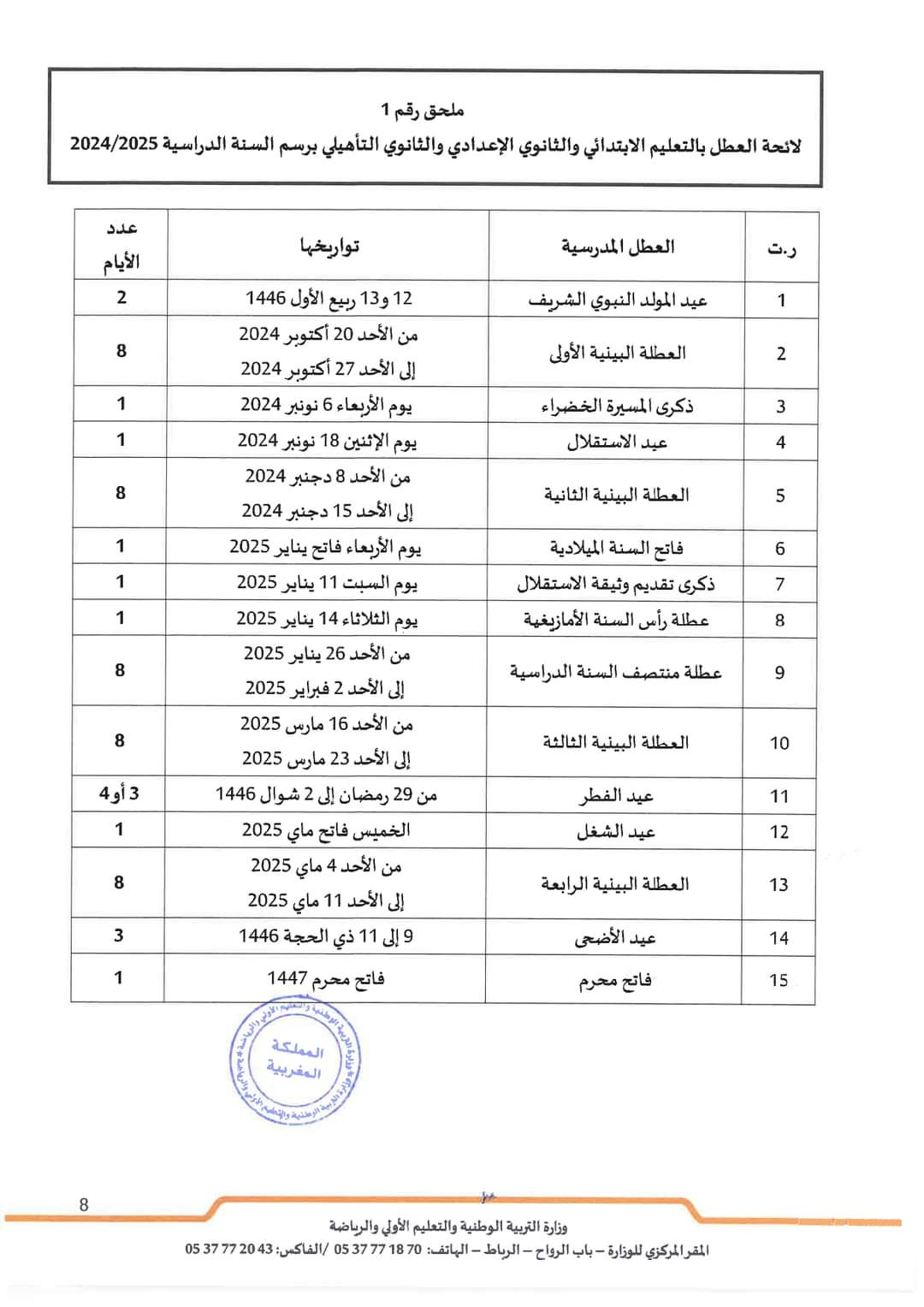 لائحة - العطل - المدرسية - 2025 - لائحة العطل الجامعية - العطل الرسمية في المغرب - العطلة الجامعية - لائحة العطل الجامعية 2025 